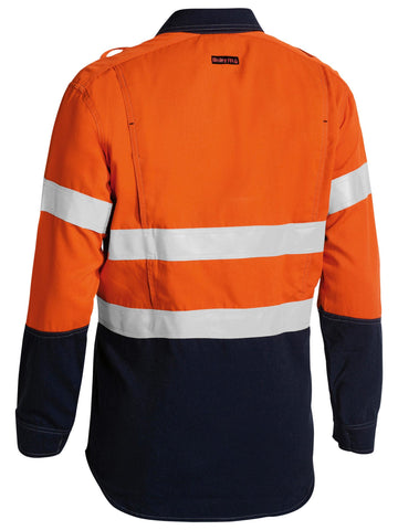 Bisley Workwear TenCate Tecasafe® Plus 700 Taped Hi Vis FR Vented Shirt Orange/Navy