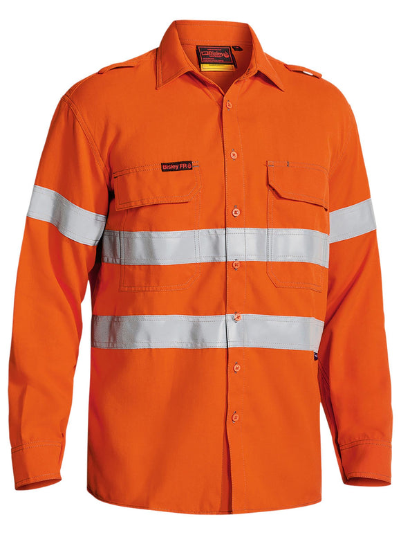 Bisley Workwear TenCate Tecasafe® Plus 580 Taped Hi Vis Lightweight FR Vented Shirt Orange - Discontinued