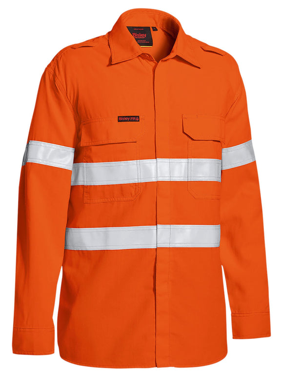 Bisley Workwear TenCate Tecasafe® Plus 480 Taped Hi Vis Lightweight FR Vented Shirt Orange