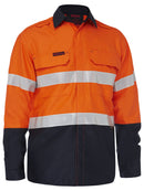 Bisley Workwear Apex 160 Taped Hi Vis FR Ripstop Vented Shirt Orange/Navy