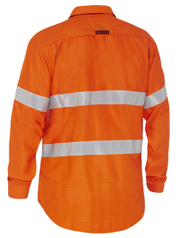 Bisley Workwear Apex 160 Taped Hi Vis FR Ripstop Vented Shirt Orange