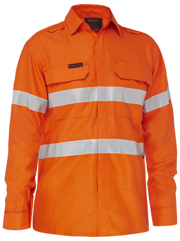 Bisley Workwear Apex 185 Taped Hi Vis Ripstop FR Vented Shirt Orange