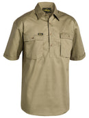 Bisley Workwear Closed Front Cotton Drill Shirt Khaki