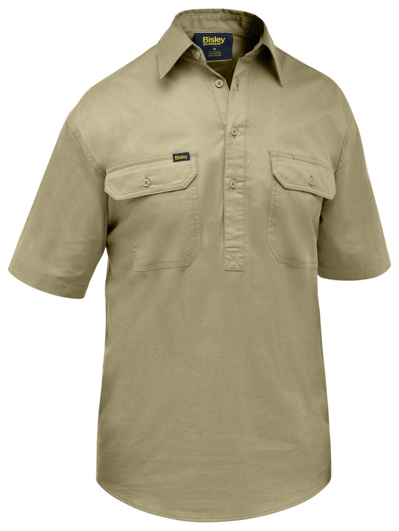 Bisley Workwear Closed Front Cool Lightweight Shirt Khaki