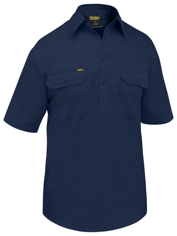 Bisley Workwear Closed Front Cool Lightweight Shirt Navy
