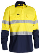 Bisley Workwear X Airflow™ Closed Front Taped Hi Vis Ripstop Shirt Yellow/Navy