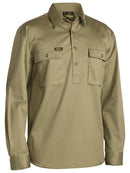 Bisley Workwear Closed Front Cotton Drill Shirt Khaki
