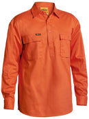 Bisley Workwear Closed Front Cotton Drill Shirt Orange