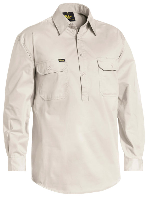 Bisley Workwear Closed Front Cool Lightweight Drill Shirt Sand