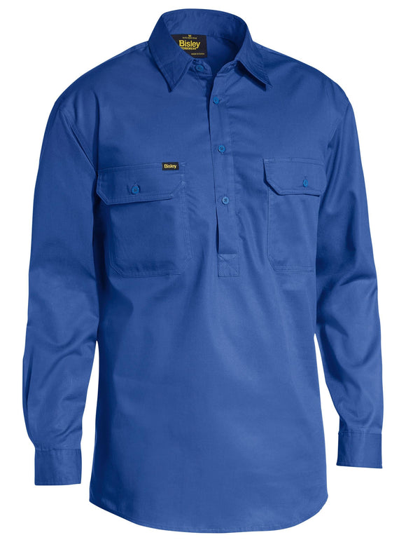 Bisley Workwear Closed Front Cool Lightweight Drill Shirt Royal