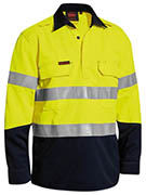Bisley Workwear TenCate Tecasafe® Plus Taped Two Tone Hi Vis Closed Front Vented Shirt - Long Sleeve Yellow/Navy - Discontinued