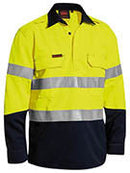Bisley Workwear TenCate Tecasafe® Plus Taped Two Tone Hi Vis Closed Front Vented Shirt - Long Sleeve Yellow/Navy - Discontinued