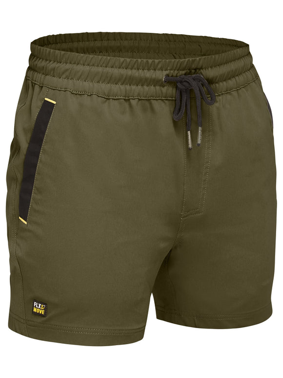 Bisley Workwear Flx & Move™ 4-Way Stretch Elastic Waist Short Green