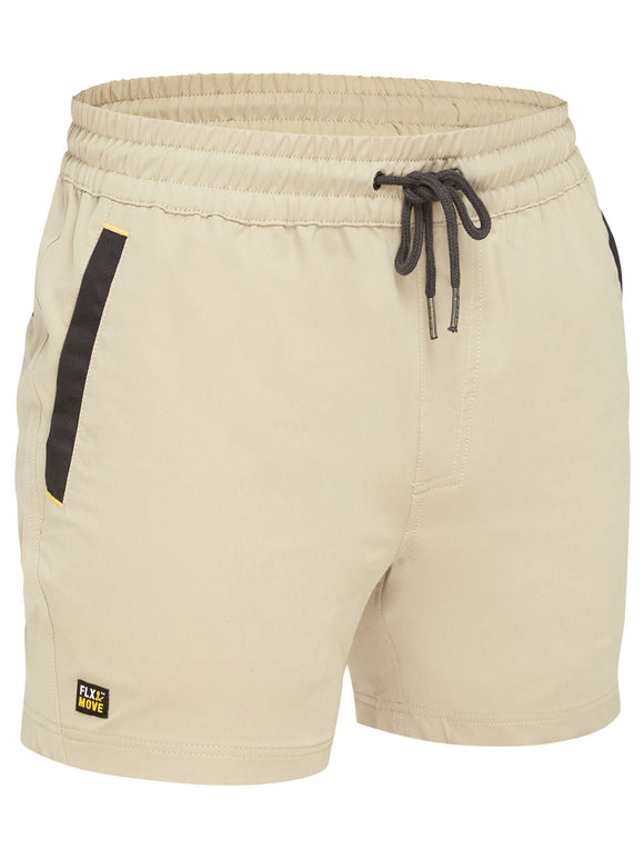 Bisley Workwear Flx & Move™ 4-Way Stretch Elastic Waist Short Stone