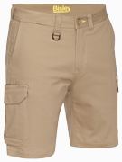 Bisley Workwear Stretch Cotton Drill Cargo Short Khaki