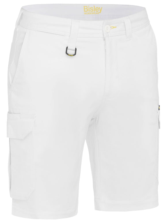 Bisley Workwear Stretch Cotton Drill Cargo Short White