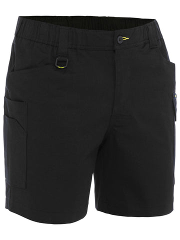 Bisley Workwear Stretch Cotton Elastic Waist Cargo Short Black