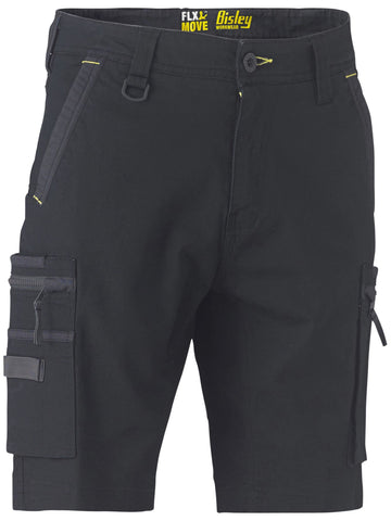 Bisley Workwear Flx & Move™ Stretch Utility Zip Cargo Short Black