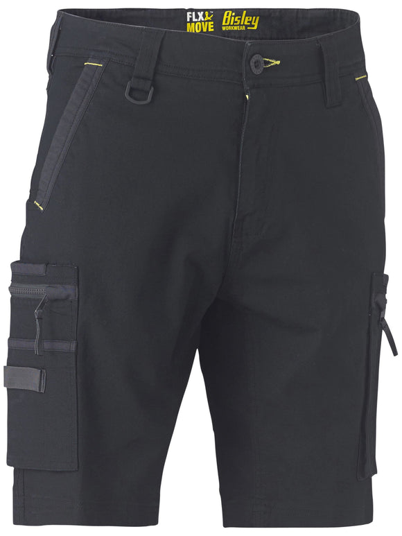 Bisley Workwear Flx & Move™ Stretch Utility Zip Cargo Short Black