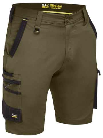 Bisley Workwear Flx & Move™ 4-Way Stretch Zip Cargo Short Green