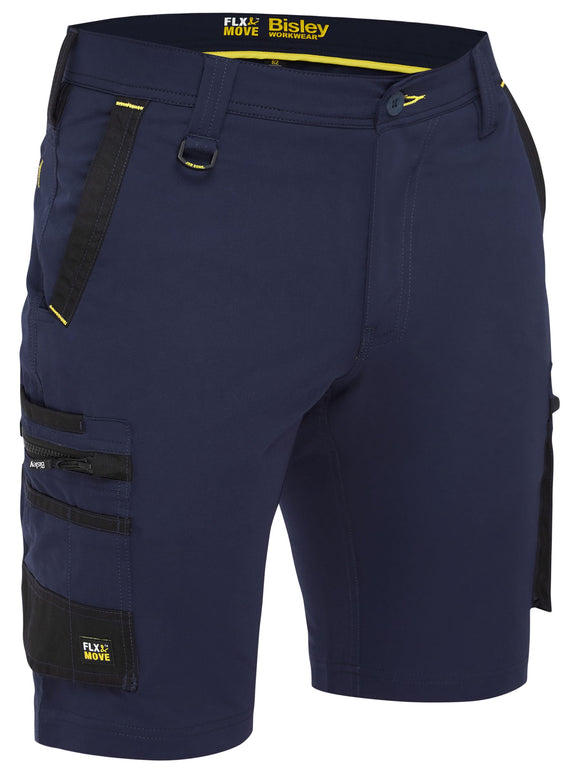 Bisley Workwear Flx & Move™ 4-Way Stretch Zip Cargo Short Navy