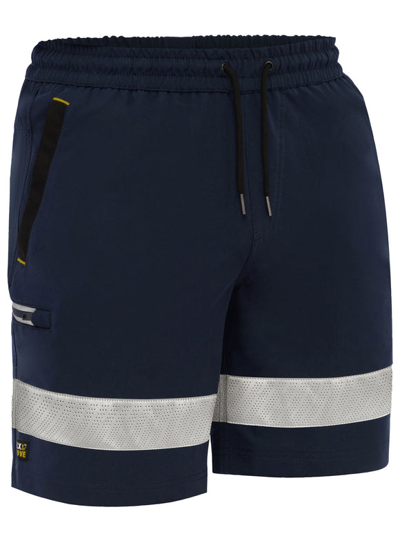 Bisley Workwear Flx & Move™ Taped 4-Way Stretch Elastic Waist Cargo Short Navy