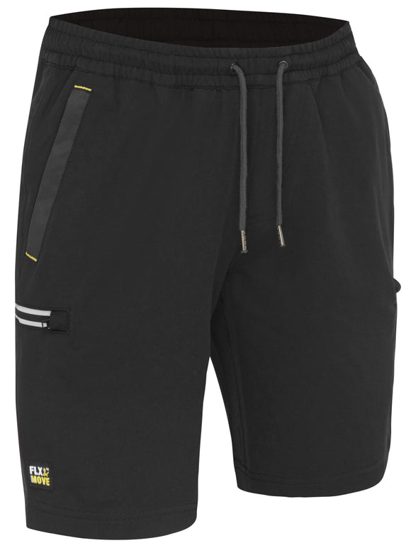Bisley Workwear Flx & Move™ 4-Way Stretch Elastic Waist Cargo Short Black