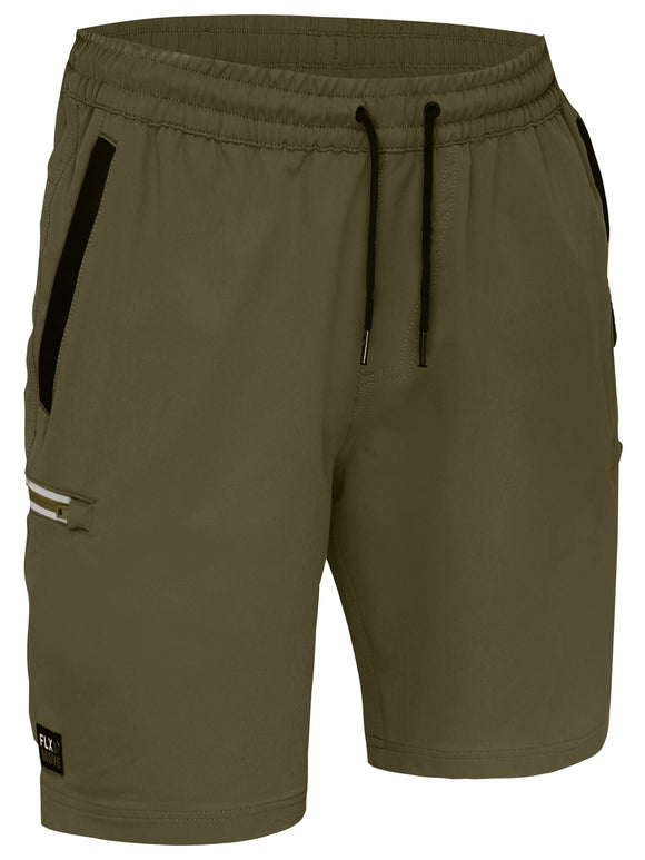 Bisley Workwear Flx & Move™ 4-Way Stretch Elastic Waist Cargo Short Green
