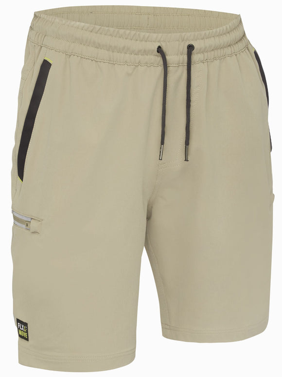Bisley Workwear Flx & Move™ 4-Way Stretch Elastic Waist Cargo Short Stone