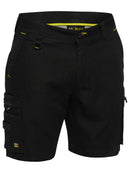 Bisley Workwear Flx and Move™ Stretch Denim Zip Cargo Shorts Black