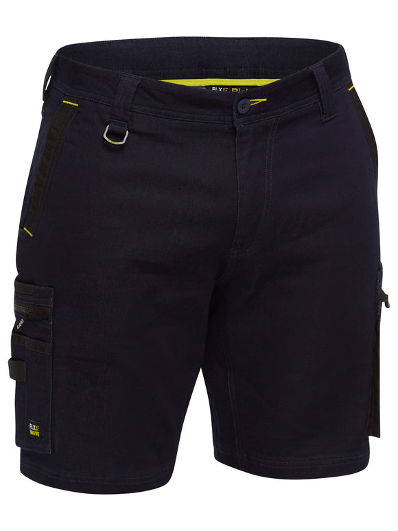 Bisley Workwear Flx and Move™ Stretch Denim Zip Cargo Shorts Denim