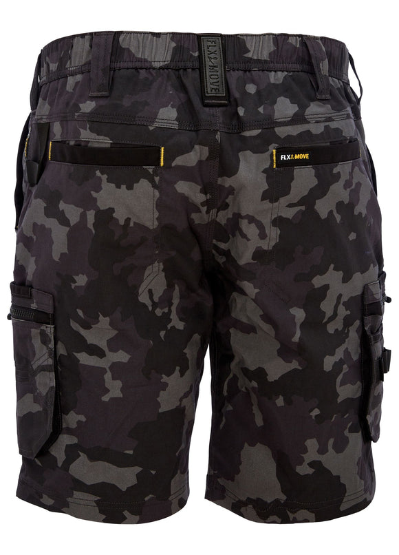 Bisley Workwear Flx & Move™ Stretch Canvas Camo Cargo Short - Limited Edition Charcoal Camo - Discontinued