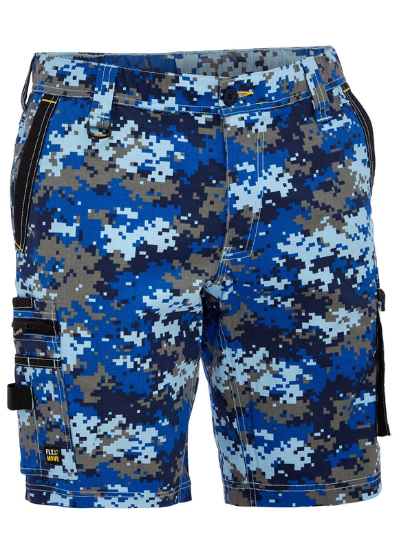 Bisley Workwear Flx & Move™ Stretch Canvas Camo Cargo Short - Limited Edition Marine Digital - Discontinued