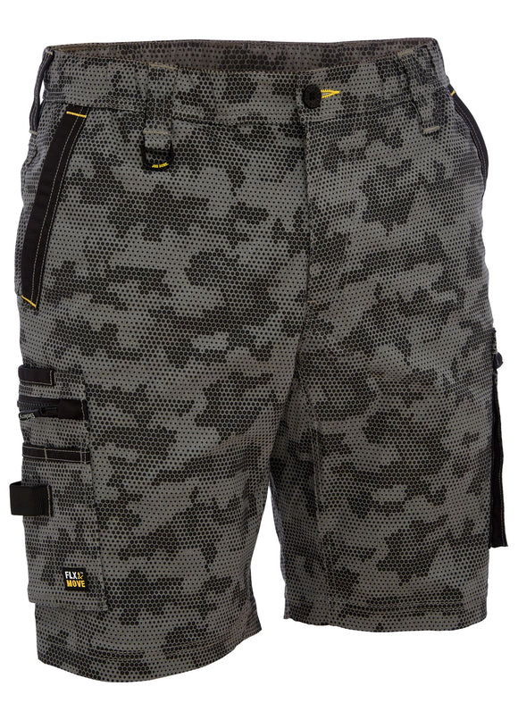 Bisley Workwear Flx & Move™ Stretch Canvas Camo Cargo Short - Limited Edition Charcoal Honeycomb - Discontinued