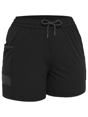 Bisley Workwear Women's Flx & Move™ 4-Way Stretch Elastic Waist Short Black
