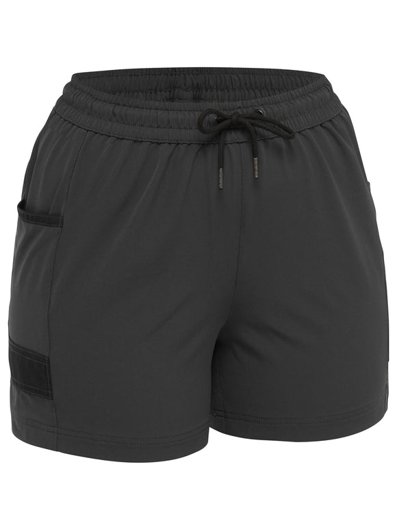 Bisley Workwear Women's Flx & Move™ 4-Way Stretch Elastic Waist Short Charcoal