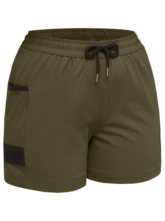 Bisley Workwear Women's Flx & Move™ 4-Way Stretch Elastic Waist Short Green