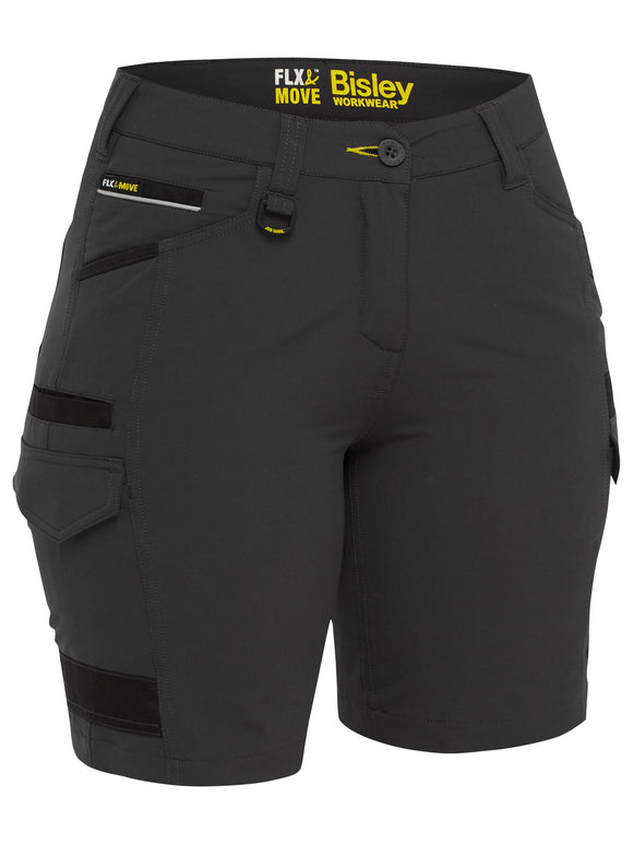 Bisley Workwear Women's Flx & Move™ 4-Way Stretch Zip Cargo Short Charcoal