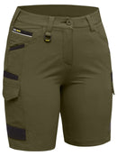 Bisley Workwear Women's Flx & Move™ 4-Way Stretch Zip Cargo Short Green
