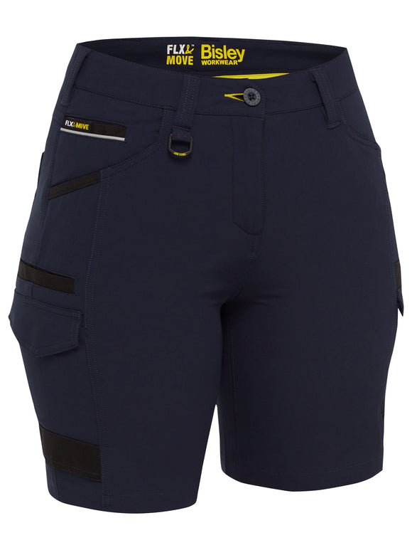 Bisley Workwear Women's Flx & Move™ 4-Way Stretch Zip Cargo Short Navy