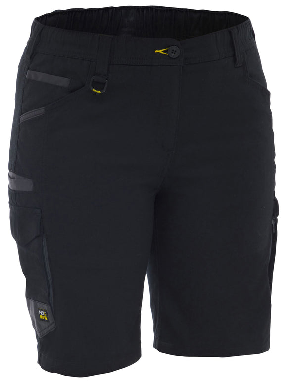 Bisley Workwear Women's Flx & Move™ Elastic Waist Cargo Short Black