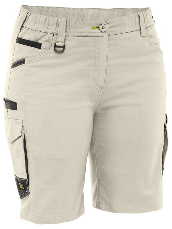 Bisley Workwear Women's Flx & Move™ Elastic Waist Cargo Short Stone