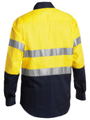 Bisley Workwear Taped Hi Vis Drill Shirt Yellow/Navy