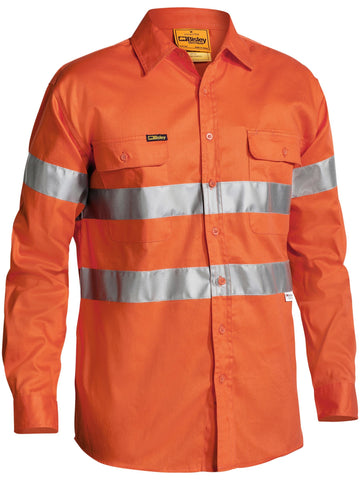 Bisley Workwear Taped Hi Vis Drill Shirt Orange