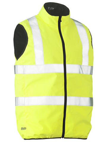 Bisley Workwear Taped Hi Vis Reversible Puffer Vest Yellow