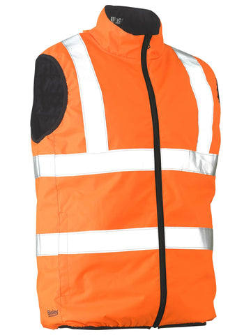 Bisley Workwear Taped Hi Vis Reversible Puffer Vest Orange