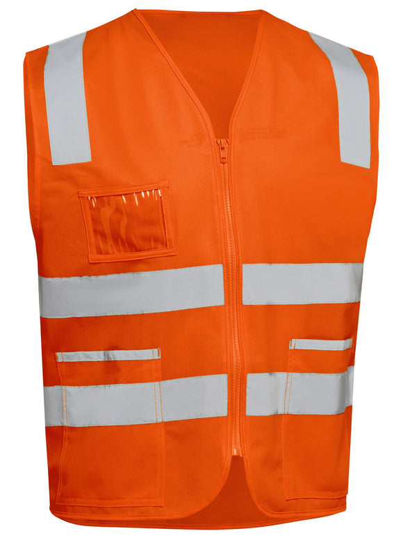 Bisley Workwear Taped Hi Vis Safety Zip Vest Orange