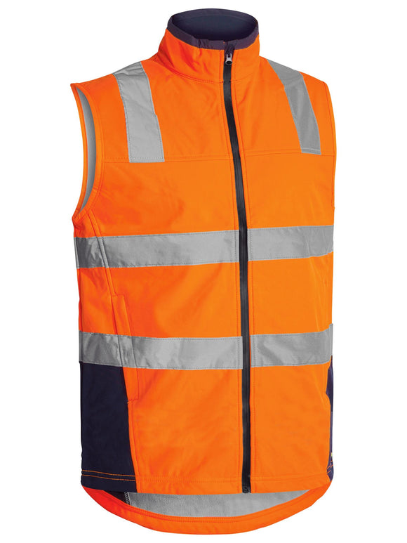 Bisley Workwear Taped Hi Vis Soft Shell Vest Orange/Navy