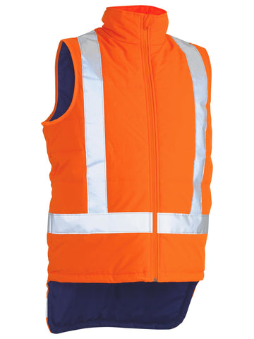 Bisley Workwear Taped Hi Vis Puffer Vest with X Back Orange - Discontinued