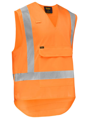 Bisley Workwear X Taped Hi Vis Detachable Safety Vest Rail Orange